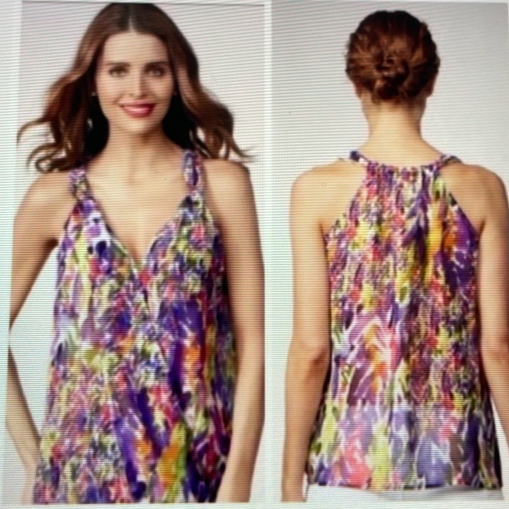 Cabi Floral Petals Style 730 Sheer Sleeveless Blouse Tank Size XS
